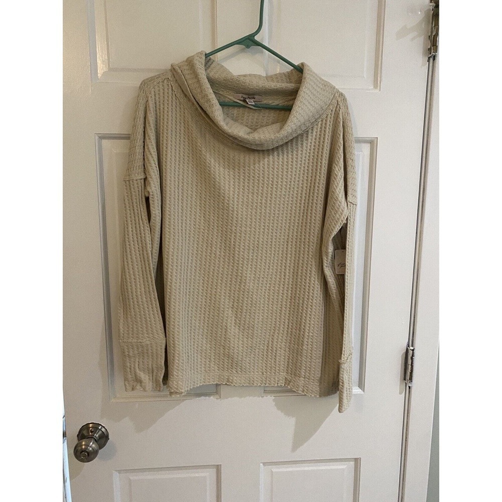 Free People Juicy Long Sleeve Oversized Waffle Knit Stone Cold Shirt XS NWT